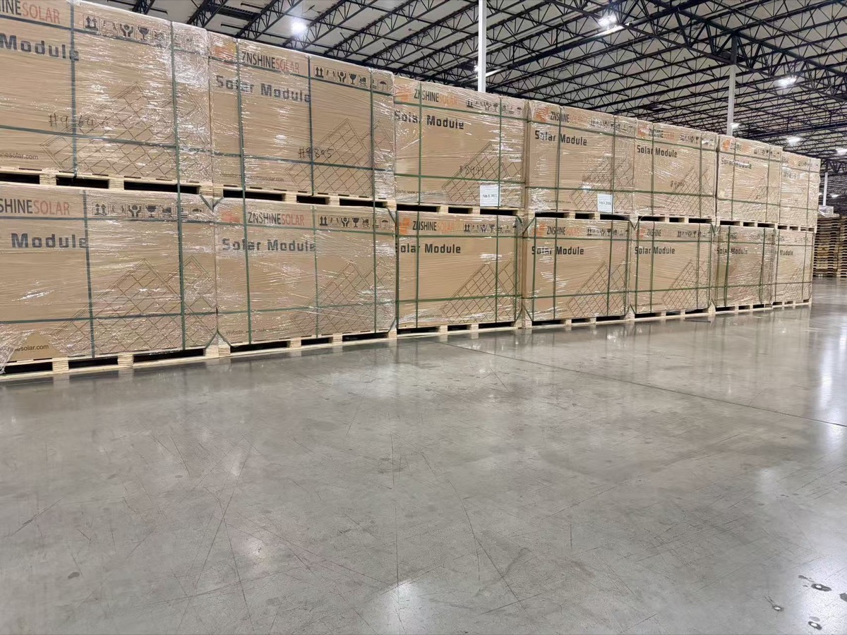 ZN Shine module pallets in the California (Ontario) warehouse