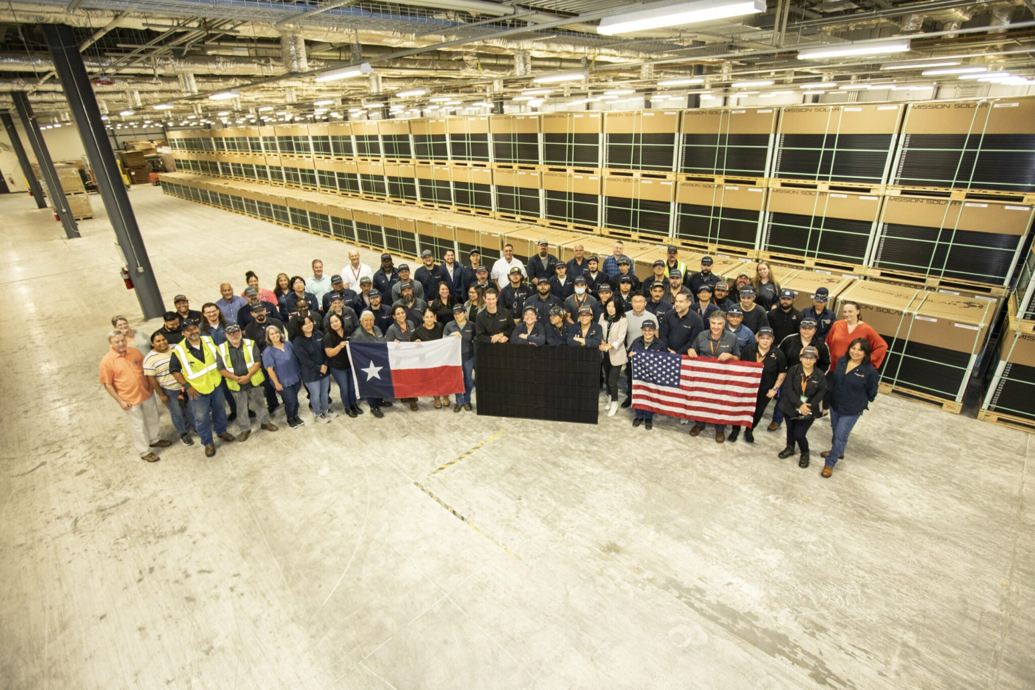 Mission Solar manufacturing team at the San Antonio, TX facility